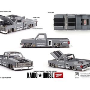 Mini GT x Kaido House Chevrolet Silverado KAIDO V2 #11 Grey / Black 1:64