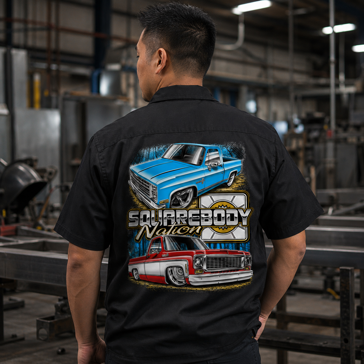 Blue and Red/White 2WD Square Body Dickies Work Shirt – Design #02