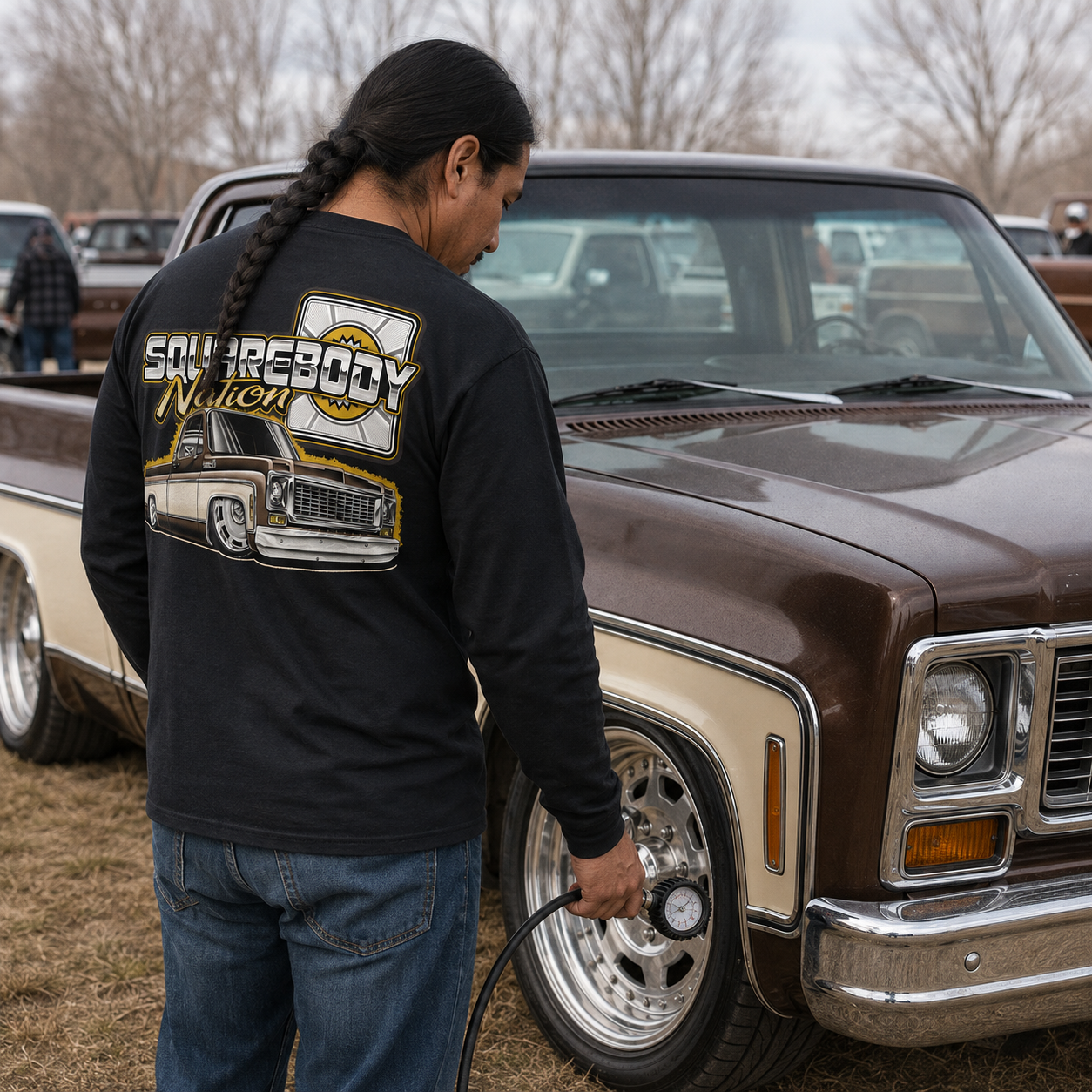 Brown & Tan Square Body Long-Sleeve Shirt – Design #32