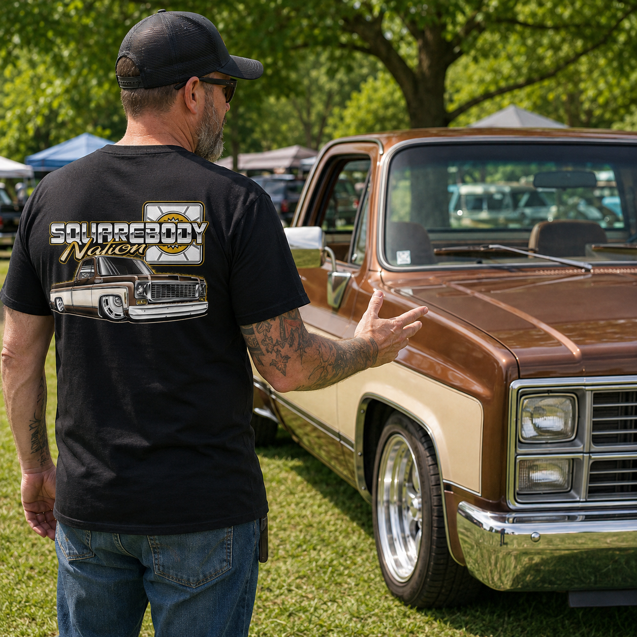 Brown and Tan Squarebody Short-Sleeve Shirt – Design #32