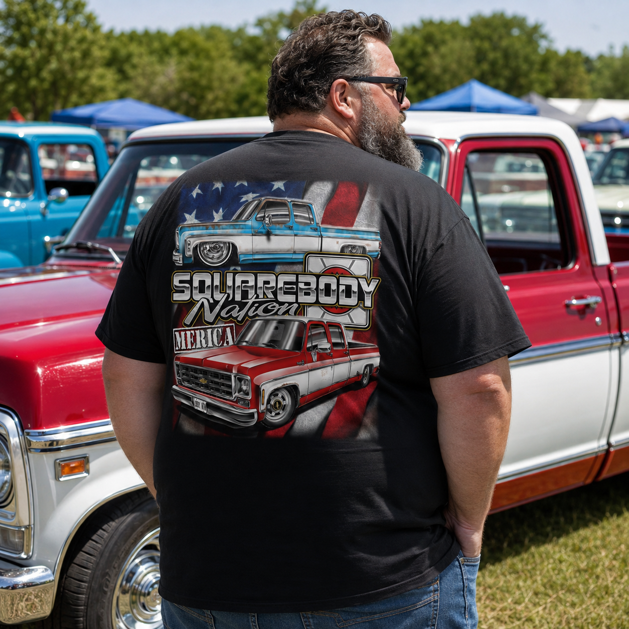 Blue/White & Red/White Crew Cab Tall Shirt – Design #01