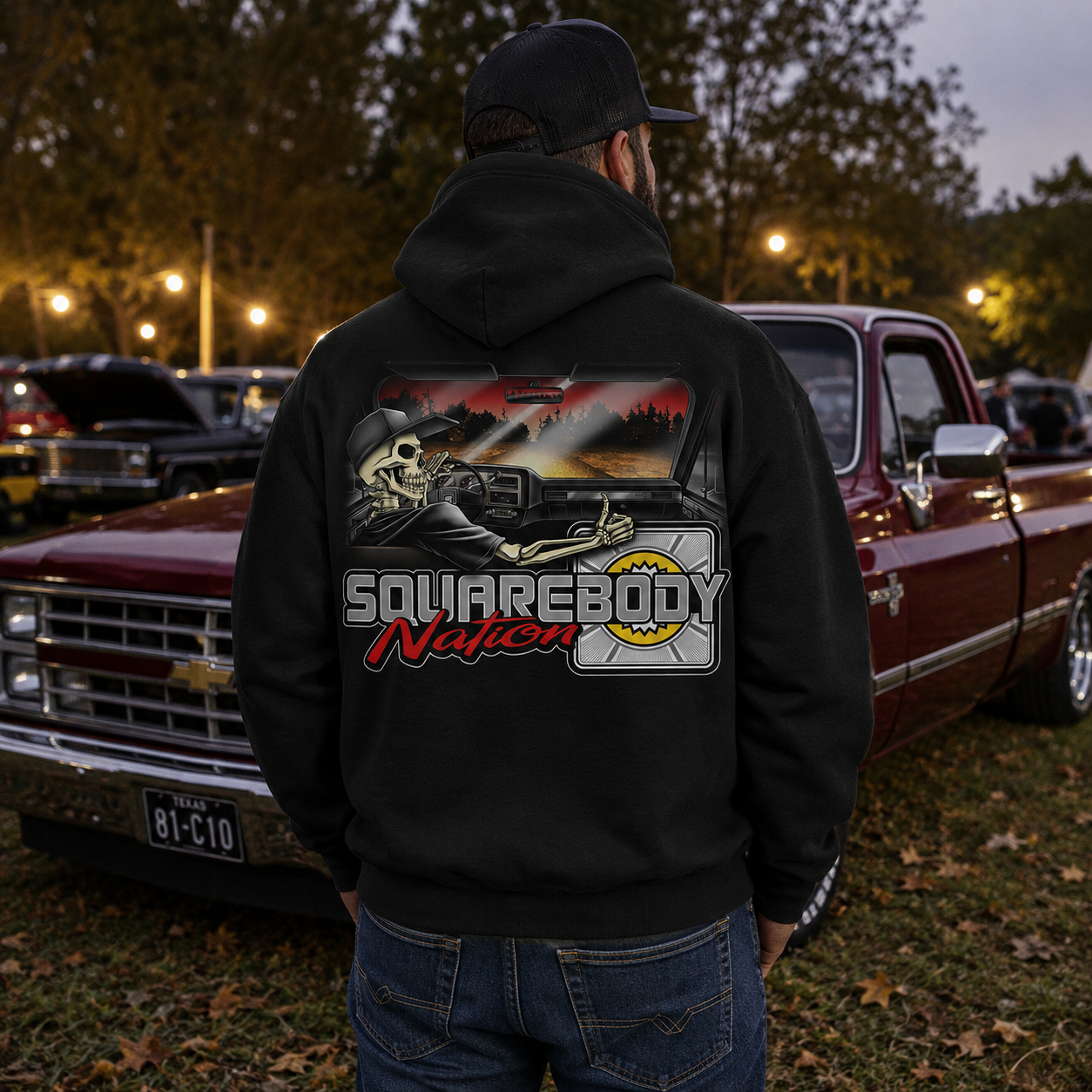 Skeleton Driving a Square Body Hoodie – Design #30