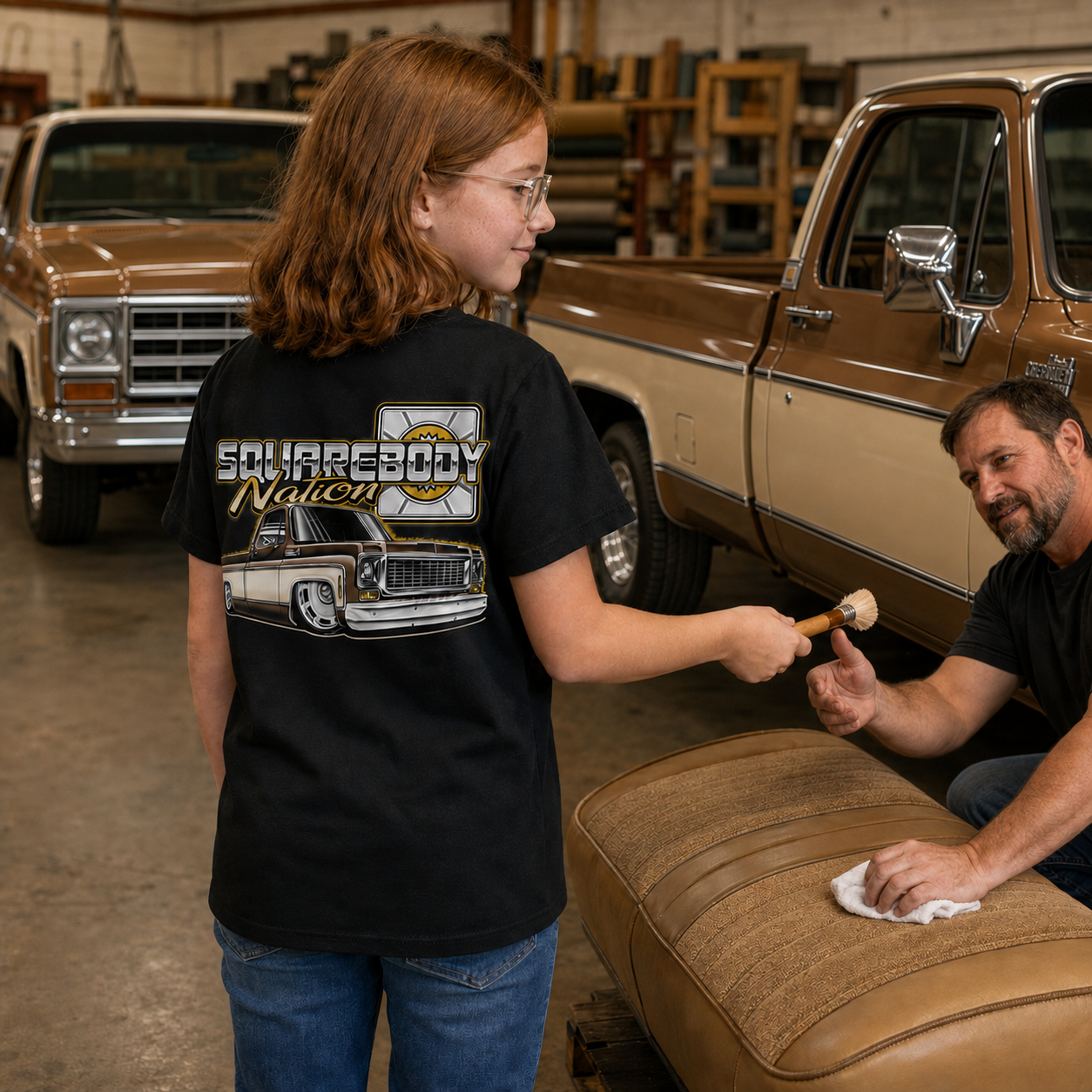 Brown & Tan Square Body Youth Shirt – Design #32