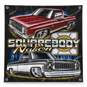 Maroon & Gray/White Square Body Truck Banner – Design #29