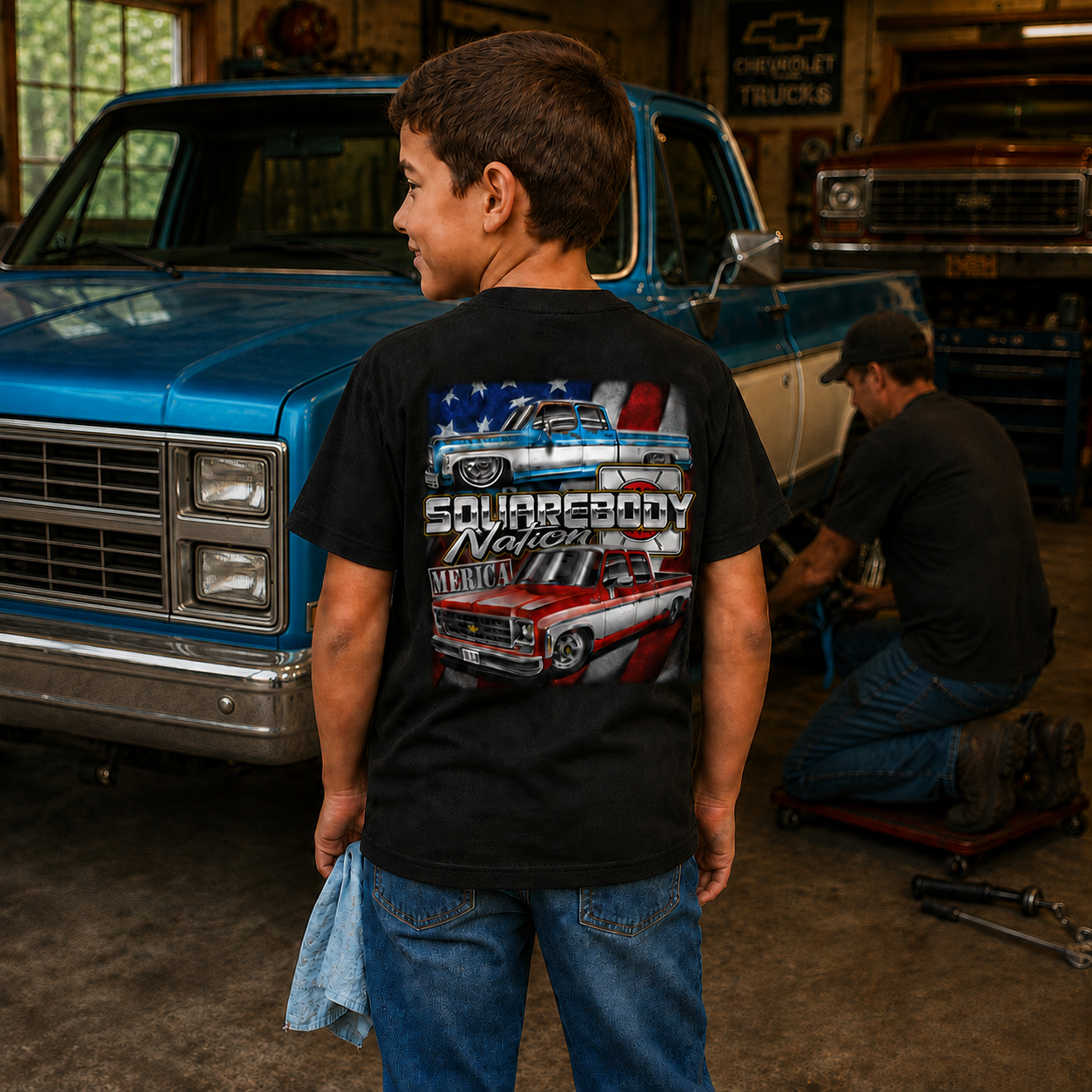 'Merica Crew Cab Youth Shirt – Design #01