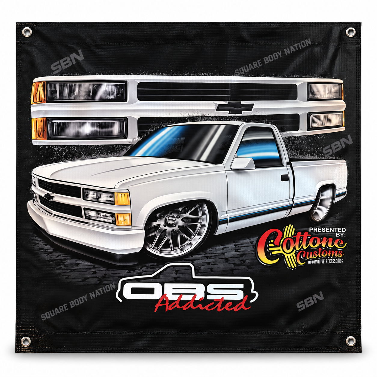 White 454 OBS Truck Banner – Design #17