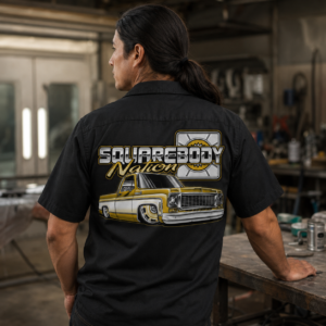 Gold and White Bagged Square Body Dickies Work Shirt – Design #15