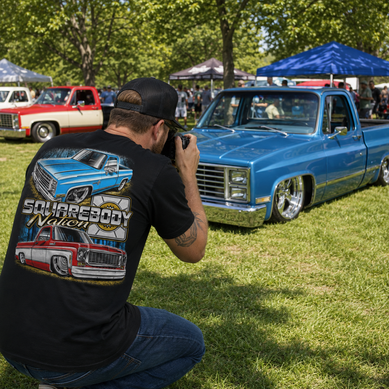 Blue and Red/White Squarebody Truck T-Shirt – Design #02
