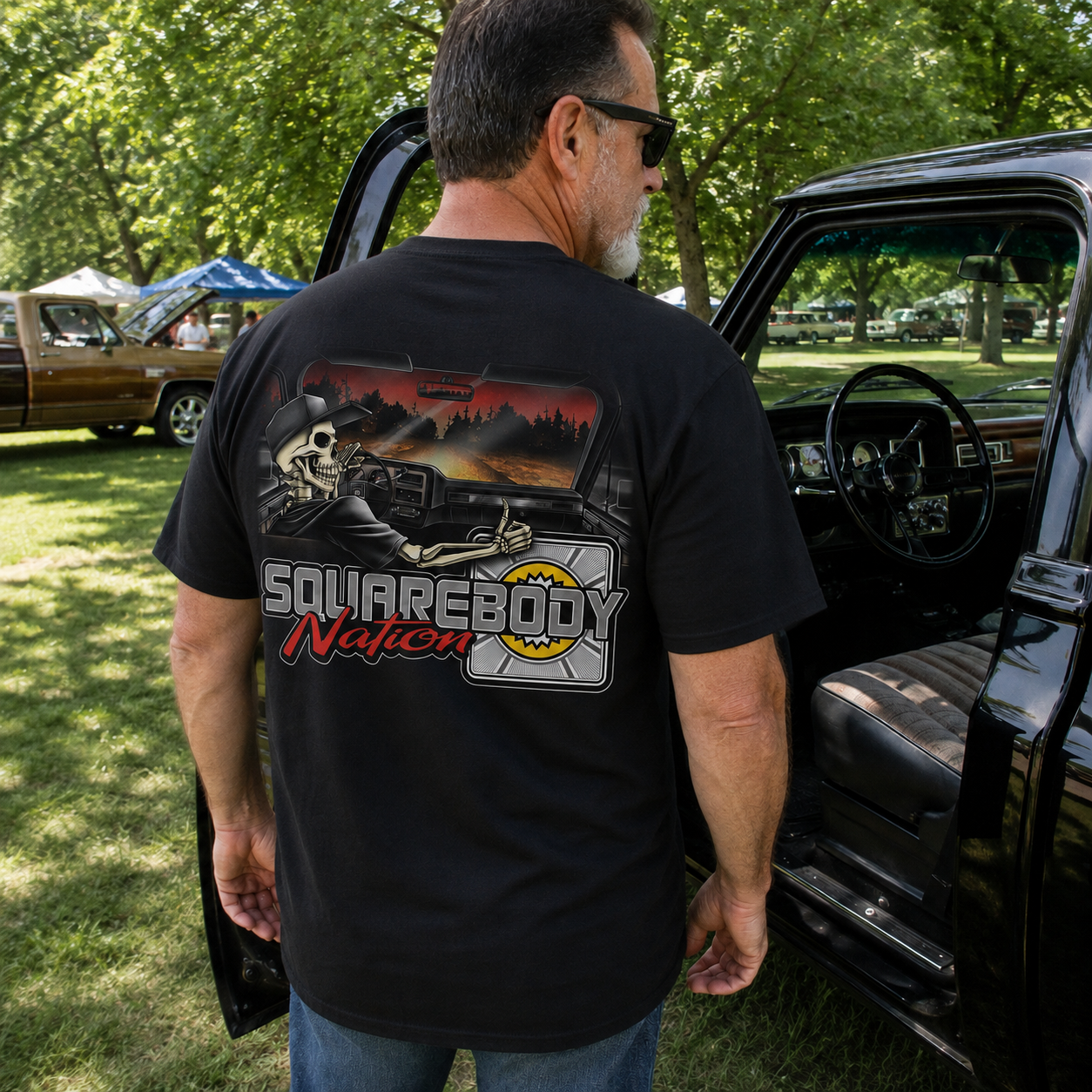 Skeleton Driving a Squarebody Short-Sleeve Shirt – Design #30