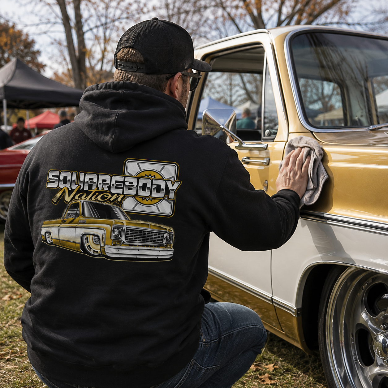 Gold & White Square Body Hoodie – Design #15