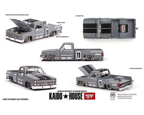 Mini GT x Kaido House Chevrolet Silverado KAIDO V2 #11 Grey / Black 1:64