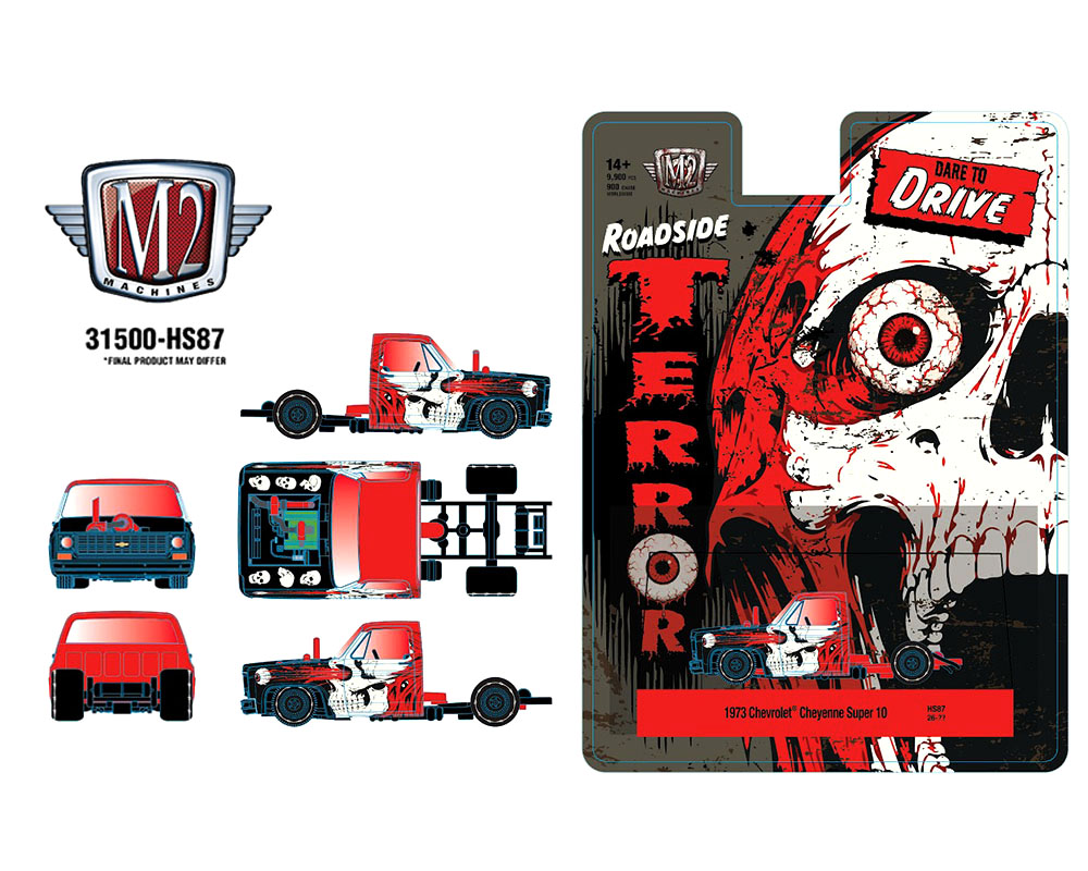 (Preorder) M2 Machines 1:64 1973 Chevrolet Cheyenne Super 10 Dare To Drive Terror Series – Red