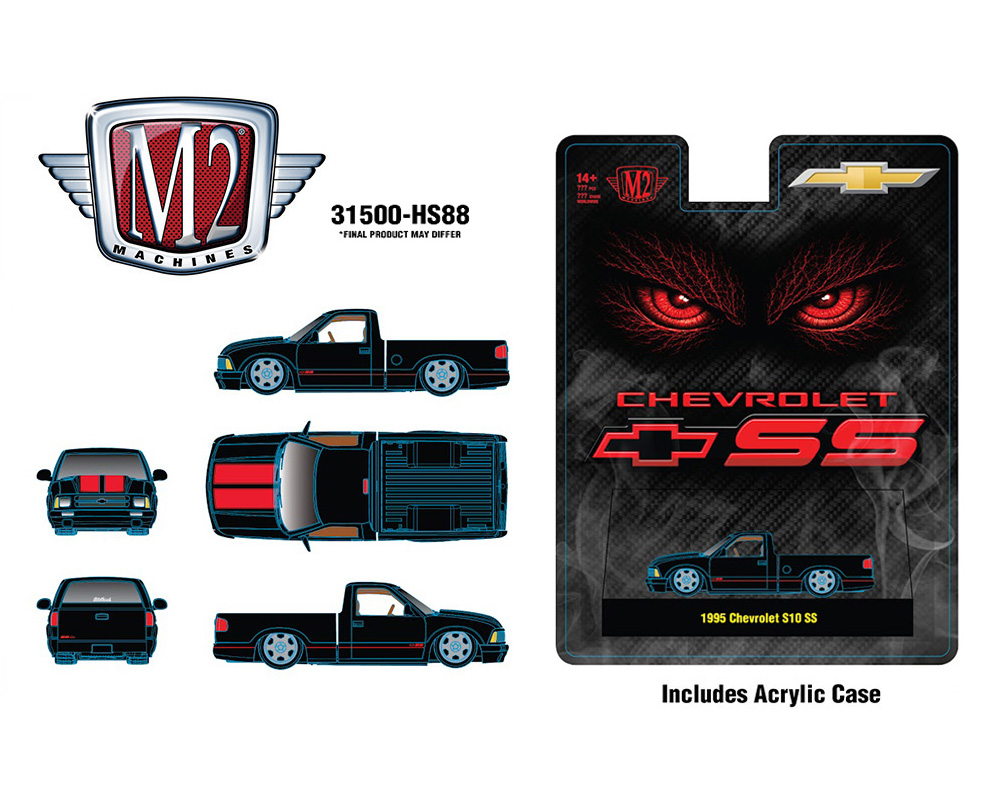 (Preorder) M2 Machines 1:64 1995 Chevrolet S10 SS Lowrider – Black & Red