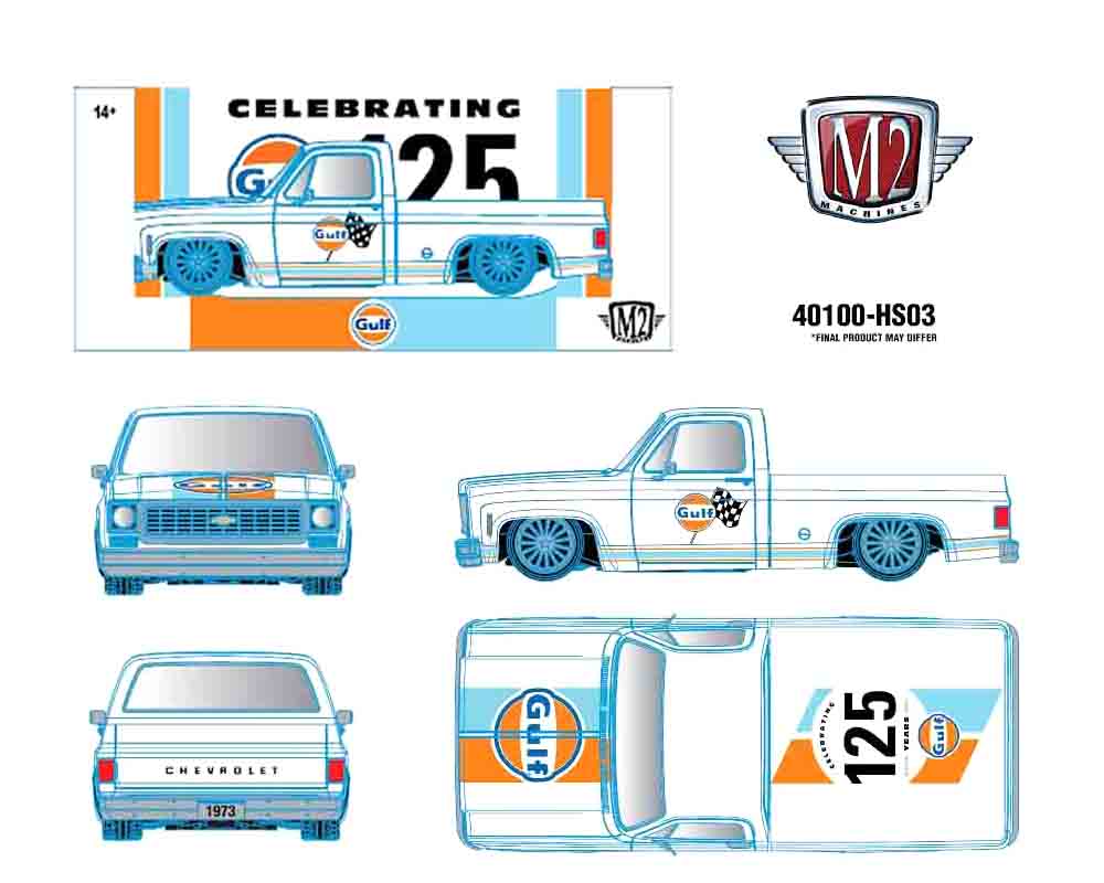 (Preorder) M2 Machines 1:24 1973 Chevrolet Custom Deluxe 10 Gulf 125th Anniversary - Image 2