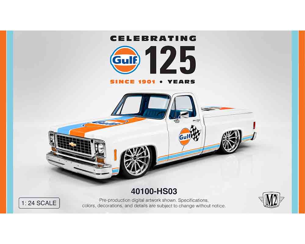 (Preorder) M2 Machines 1:24 1973 Chevrolet Custom Deluxe 10 Gulf 125th Anniversary