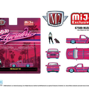 (Preorder) M2 Machines 1:64 1995 Chevrolet S10 Lowriders Diorama with Girl & Pitbull – Pink