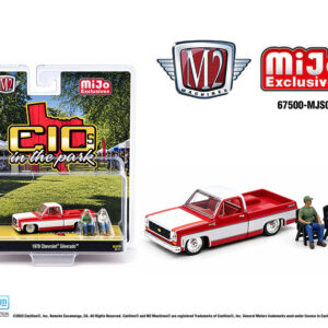 (Preorder) M2 Machines 1:64 Diorama Series 2026 “C10s In The Park” 1978 Chevrolet Silverado w 2 Figures – Two-Tone Red White
