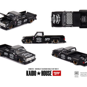 Kaido House x MINI GT 1:64 Chevrolet Silverado Dually Hot Rod V1 – Flat Black